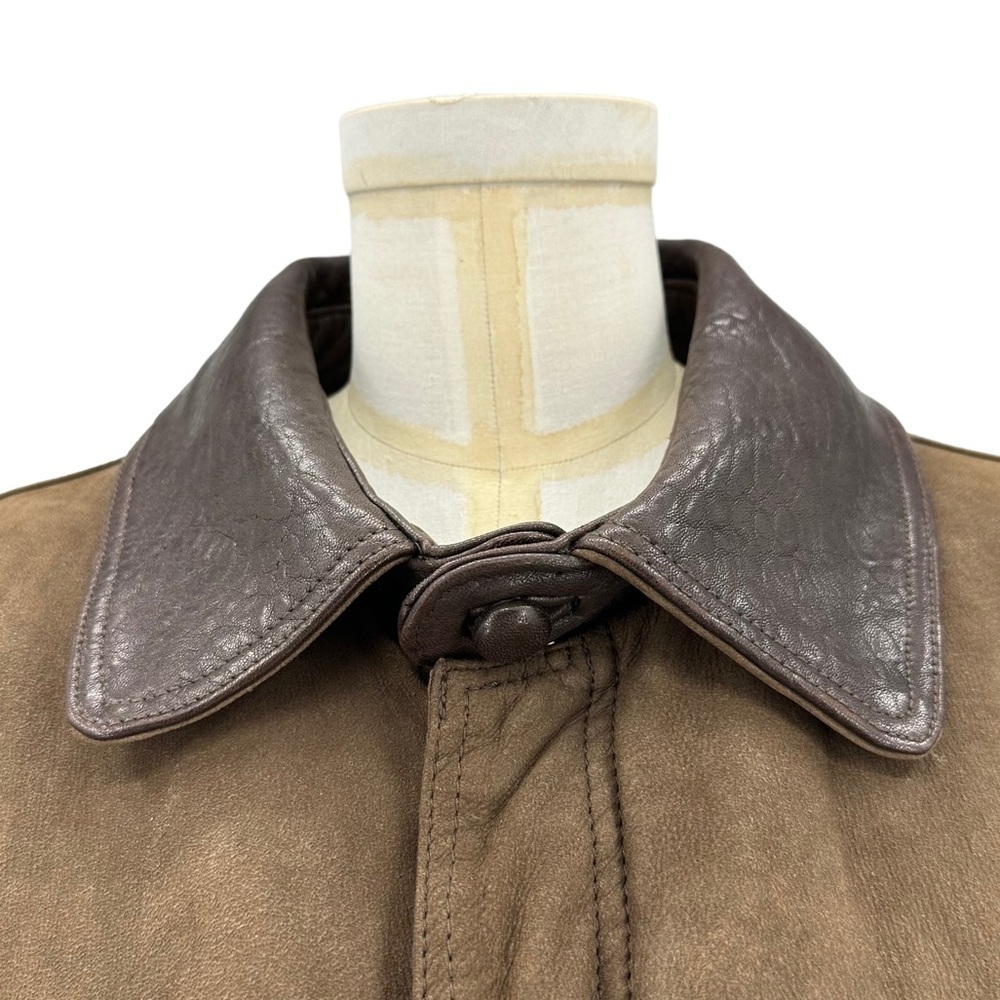 Rare Vintage Women's Leather Trench Barn Coat in Brown Size XL